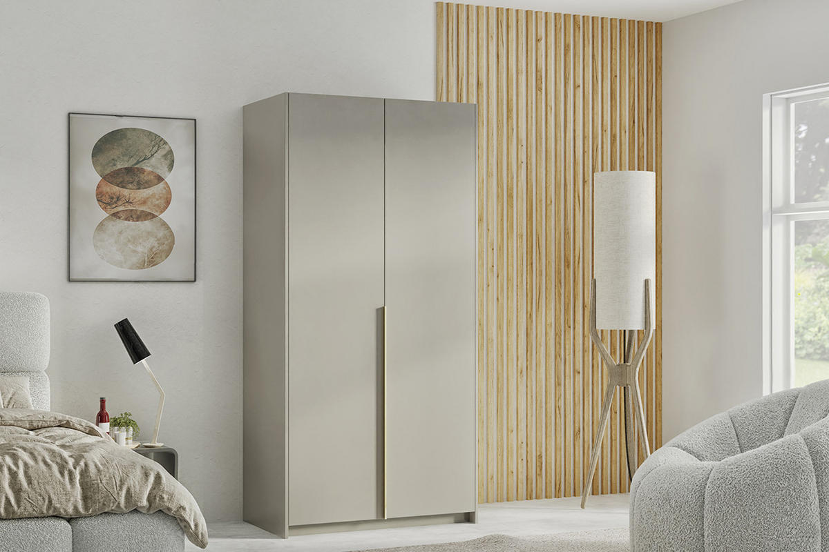 DREHTÜRENSCHRANK Apollonia ohne Spiegel 100x204cm 2-türig, kaschmir, goldene Griffe - Kaschmir/Goldfarben, Kunststoff (58/205/100cm) - Margaret Hadas24