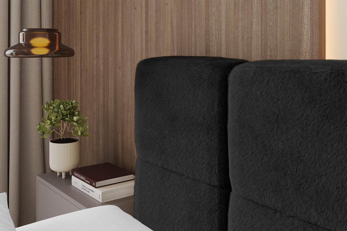 POLSTERBETT mit Bettkasten und Lattenrost mit Kopfteil, Boxbett ohne Matratze, mit Stauraum - NATA 180x200 Schwarz - Schwarz, Holzwerkstoff/Textil (180/200cm) - ALTDECOR