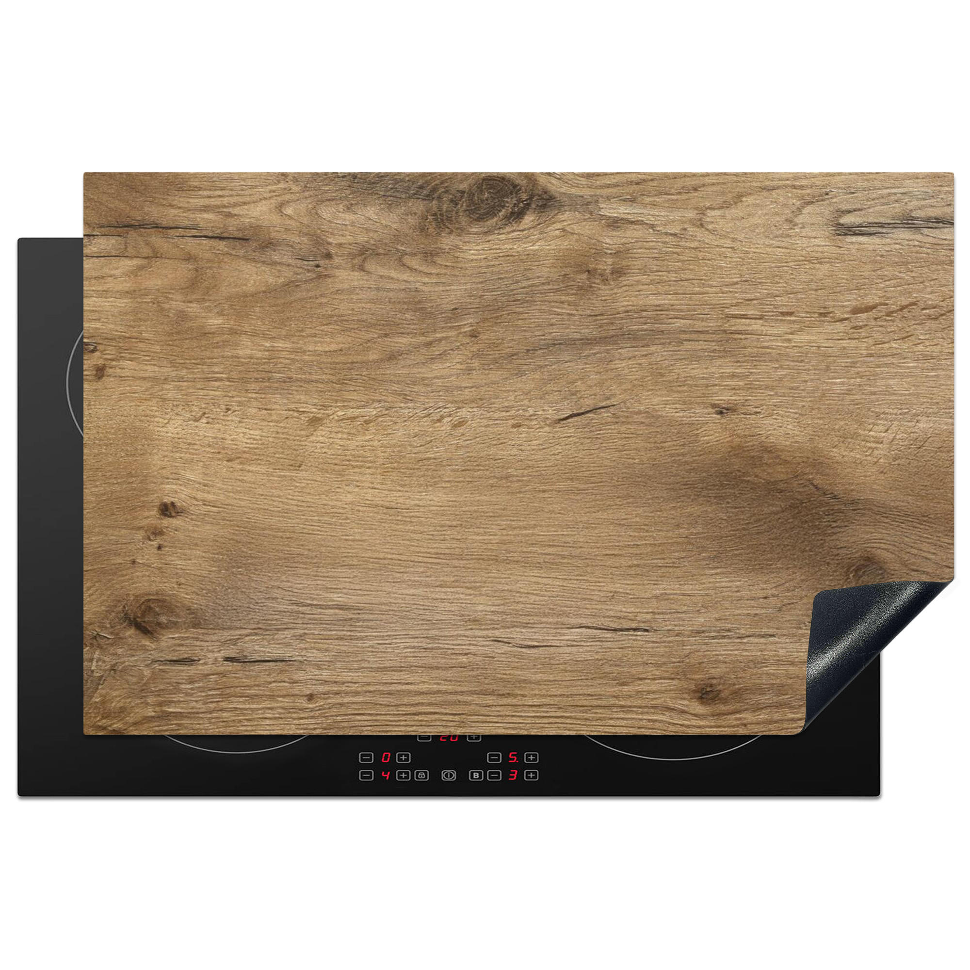 HERDABDECKPLATTE Holz - Braun - Holzoptik Abdeckung Ceranfeld 81.2x52 cm - Eichefarben, Kunststoff (81.2/52/0.2cm) - MuchoWow