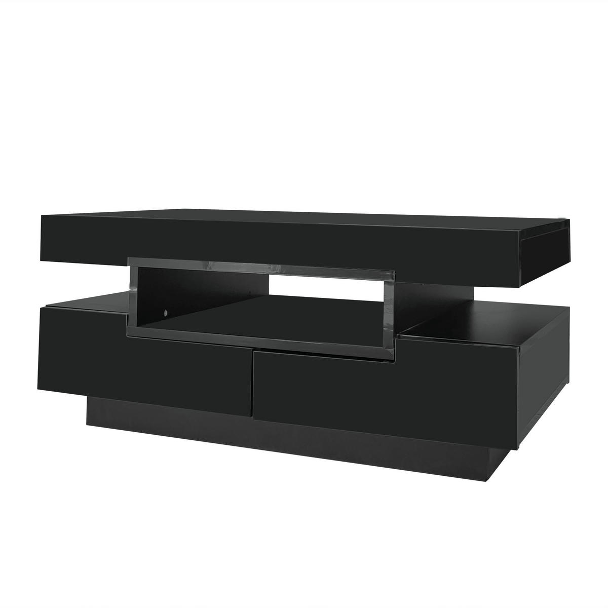 COUCHTISCH Schwarz LED-Beleuchtung 80/50/36 cm - Schwarz, Holzwerkstoff (50/80/36cm) - PANGIVO