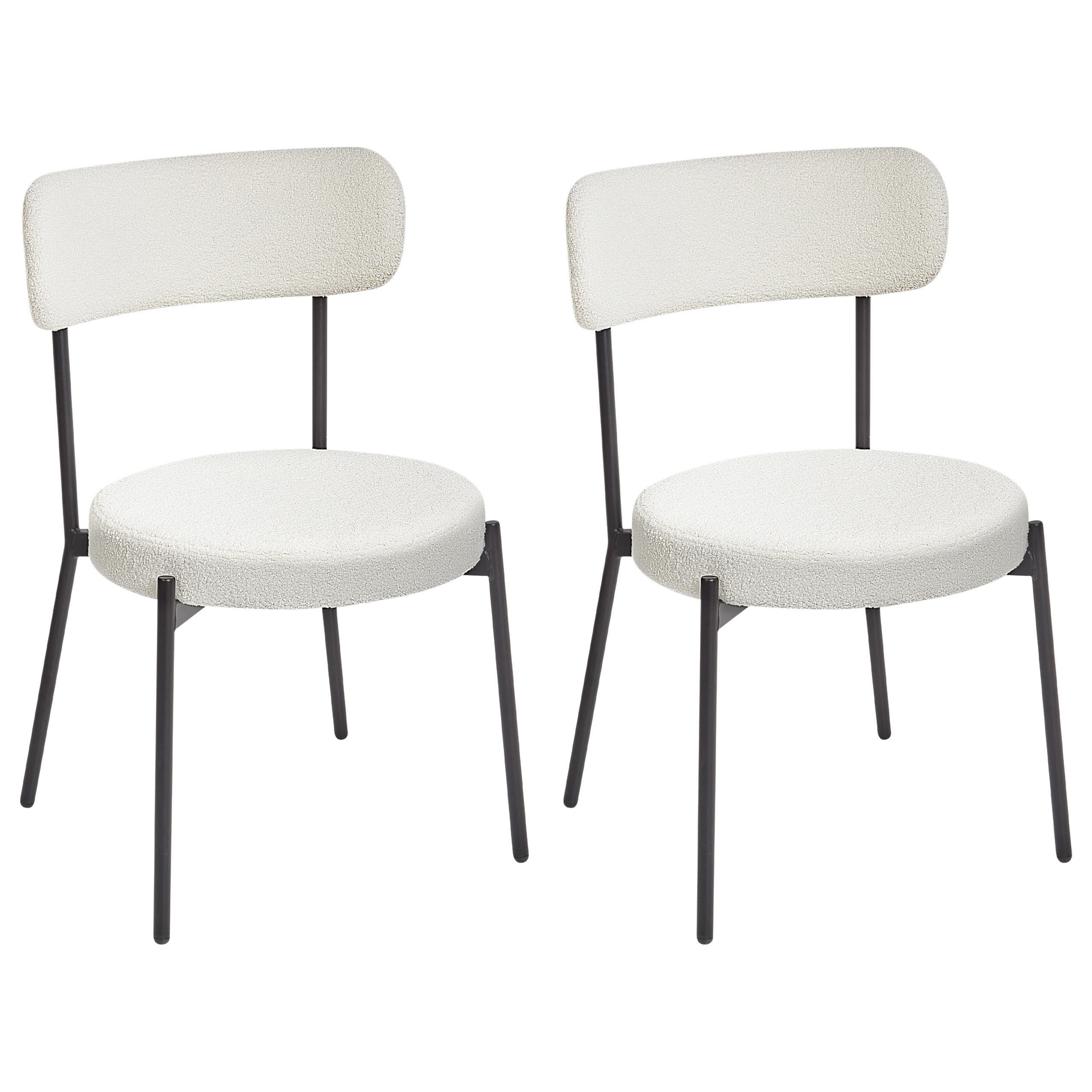 ESSZIMMERSTUHL 2er-Set Bouclé Weiß Allison - Schwarz/Weiß, Textil (47/77/52cm) - Beliani