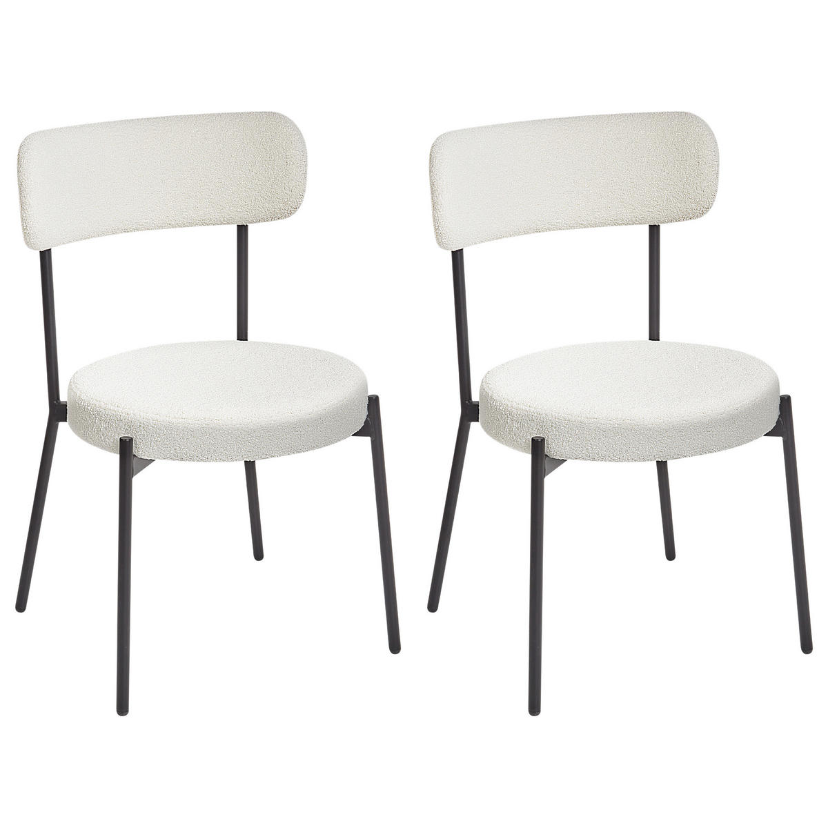 ESSZIMMERSTUHL 2er-Set Bouclé Weiß Allison - Schwarz/Weiß, Textil (47/77/52cm) - Beliani