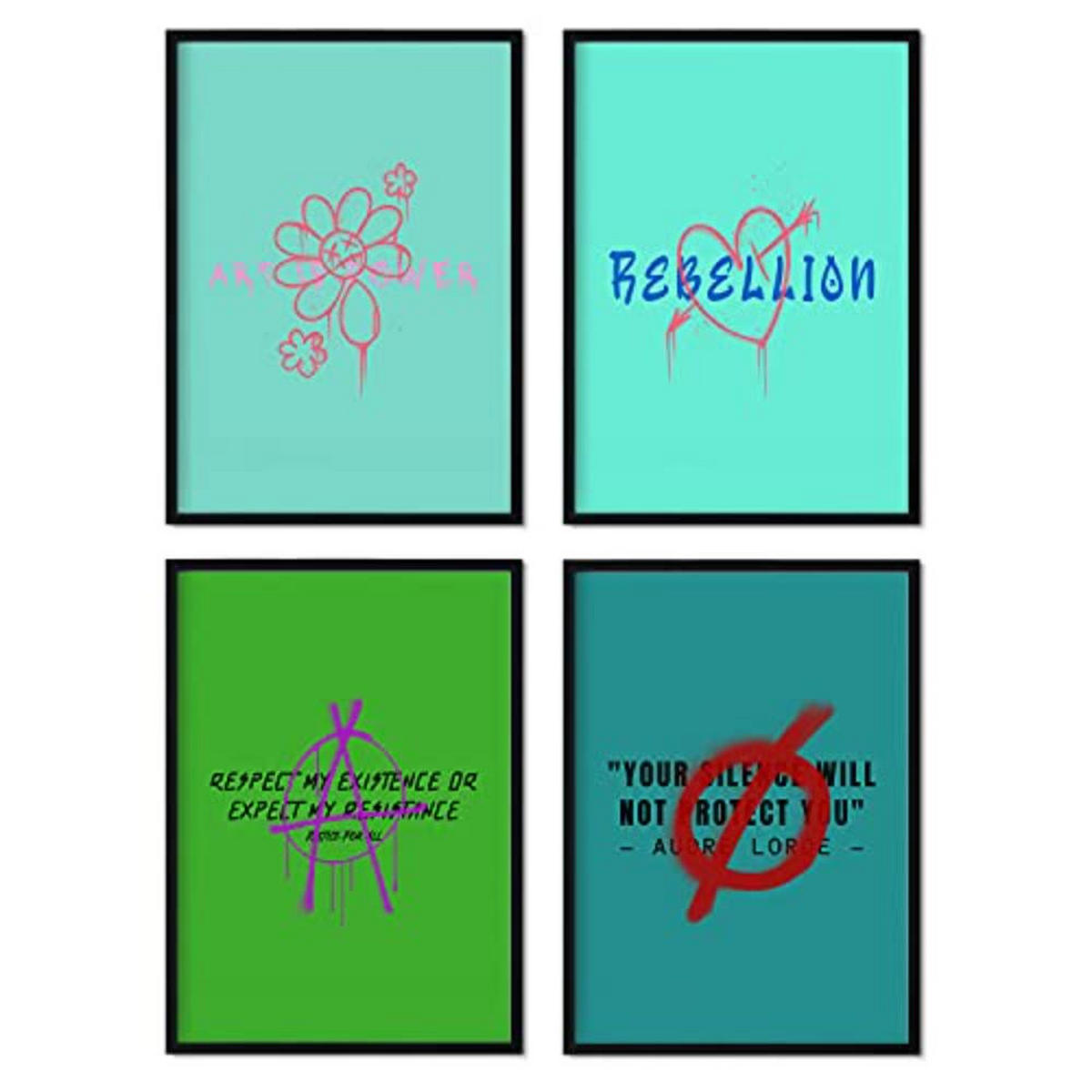 POSTER Set mit 4 Grafitero Magnet A3 Rahmenlos - Klar, Papier (29.7/3cm) - Nacnic