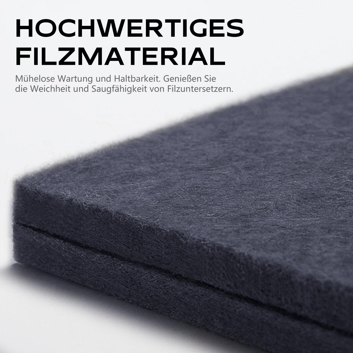 FILZUNTERSETZER Quadratische saugfähiger Filz schmutzabweisend grau 6er-Set - Grau, Textil (16/0.8/16cm) - Vercart