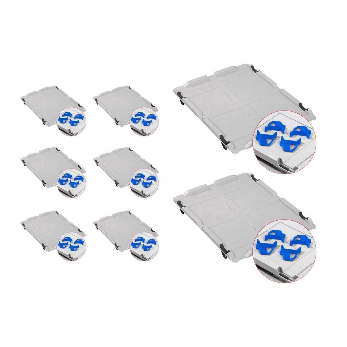 EUROBOX 8x Nextgen Economy Mit Auflagedeckel Grau/Blau Griffe Geschlossen 20 Liter - Blau, Kunststoff (30/22/40cm) - PROREGAL