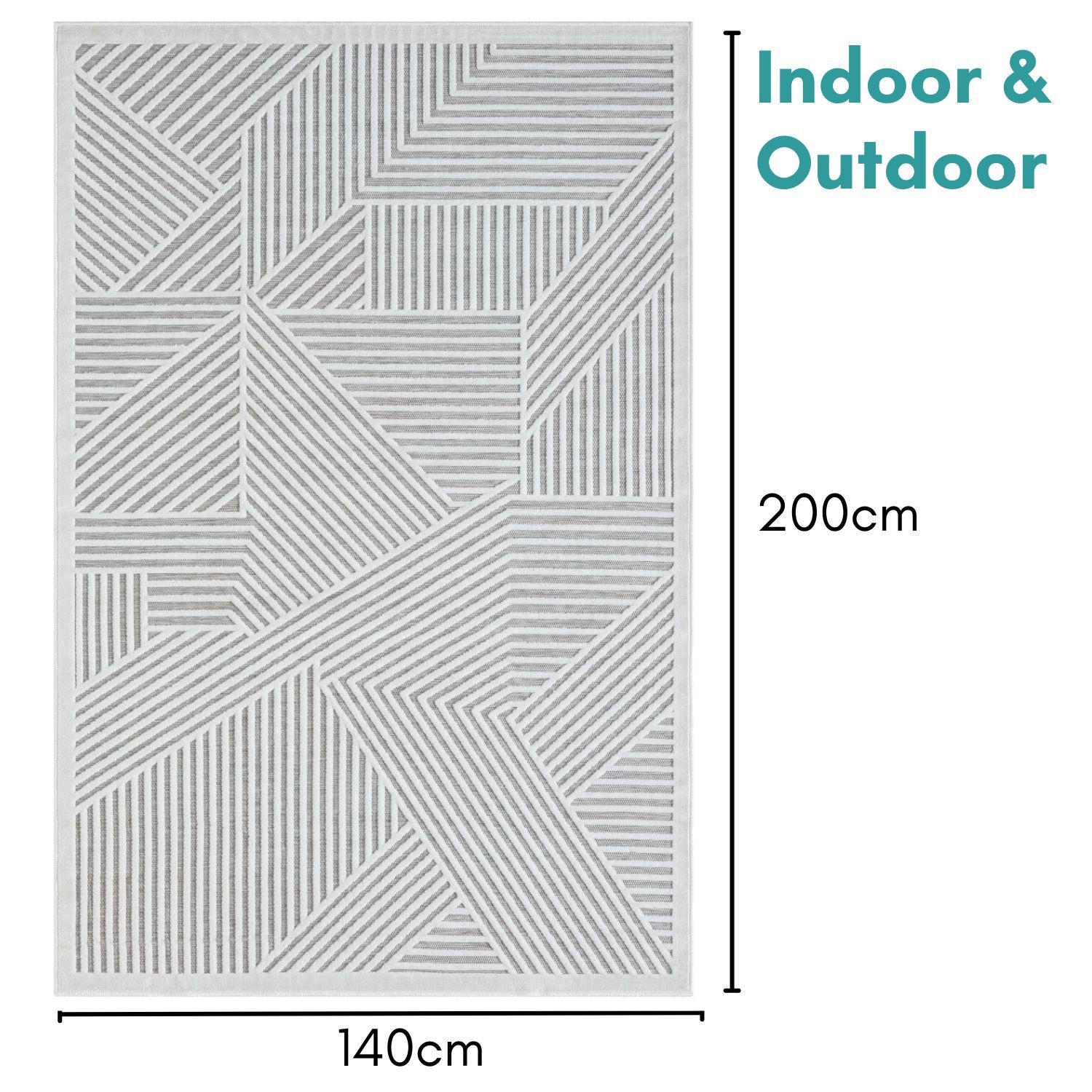 Thumbnail - My-Rug Outdoorteppich, Hellgrau, Textil, Rechteckig, 140x200 cm, UV-beständig, pflegeleicht, wasserabweisend, für Fußbod...