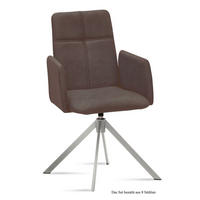 ARMLEHNSTUHL drehbar (8er-Set) Drinka 52x92x60 Edelstahl/Braun - Edelstahlfarben/Braun, Kunststoff (60/92/52cm) - 58aufmkessel