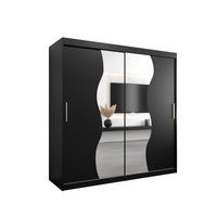 SCHWEBETÜRENSCHRANK 200/200/62 2-türig - Silberfarben/Schwarz, Holz/Kunststoff (200/200/62cm) - MÖBEL KRYSPOL