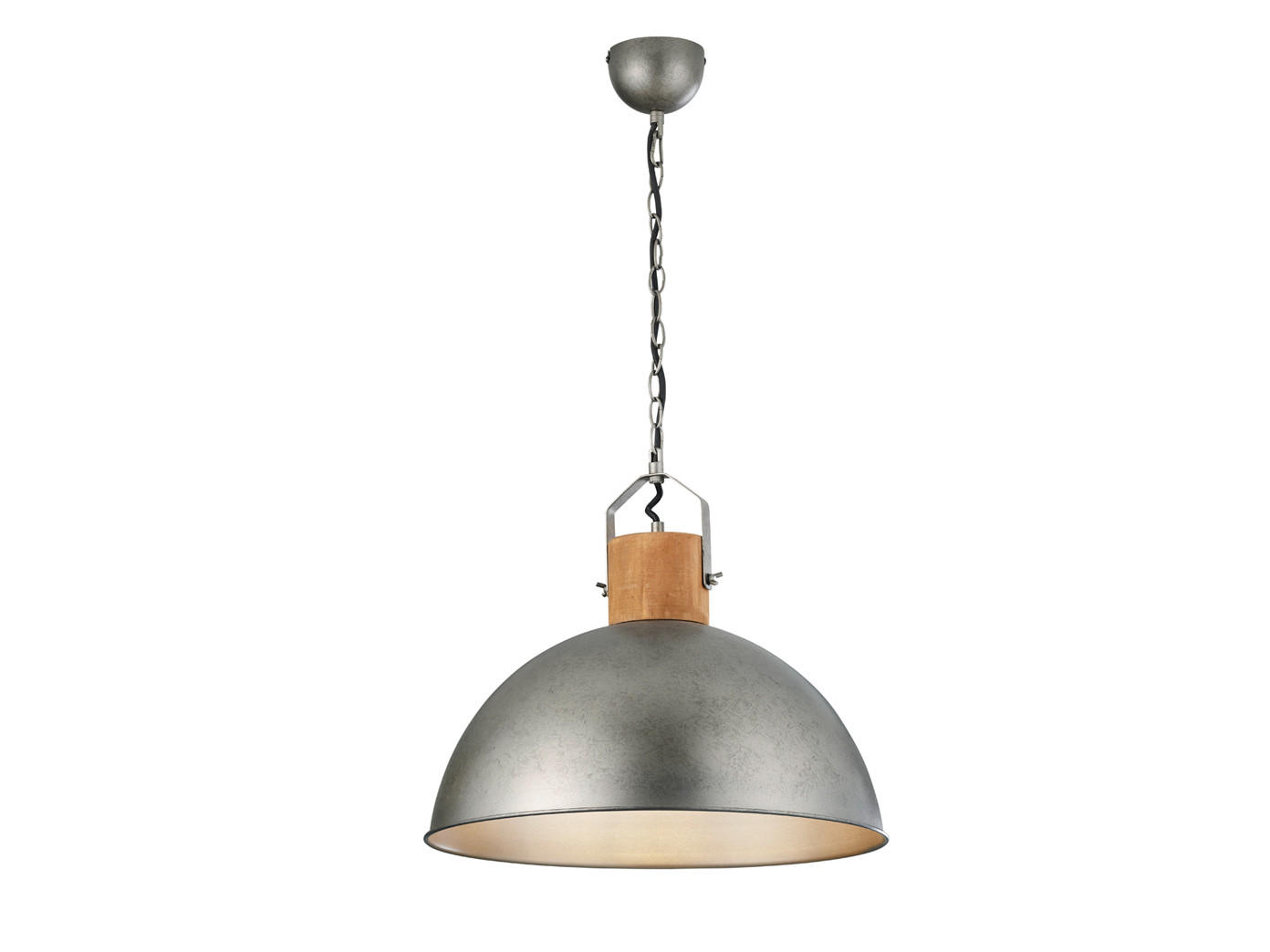 LED-PENDELLEUCHTE Ø45cm, Lampenschirm Metall Holz - Silberfarben, Metall (45/45/150cm) - meineWunschleuchte