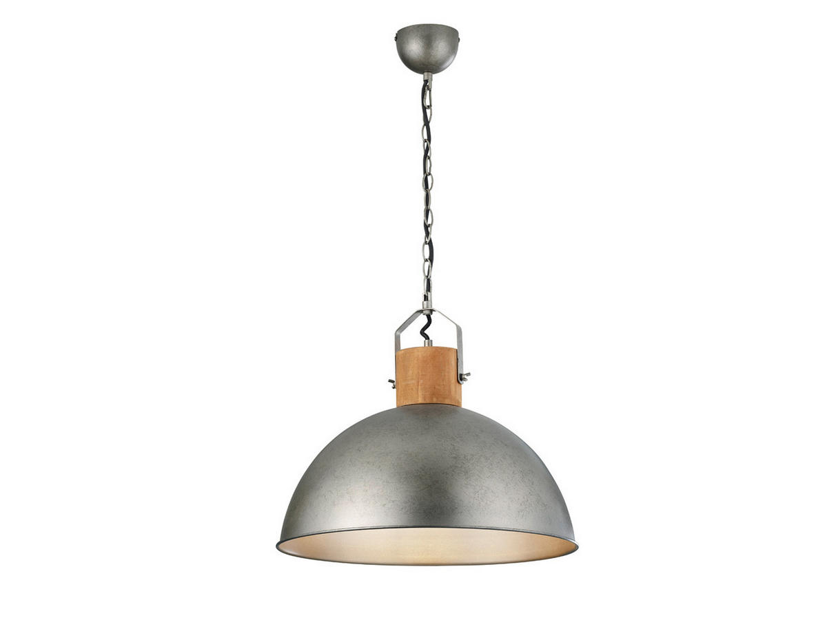 LED-PENDELLEUCHTE Ø45cm, Lampenschirm Metall Holz - Silberfarben, Metall (45/45/150cm) - meineWunschleuchte