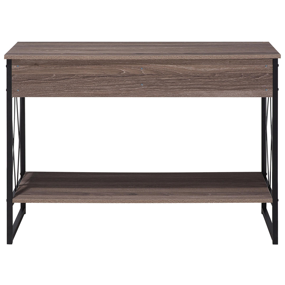 KONSOLENTISCH Holzoptik taupe 2 Schubladen Ayden - Taupe/Schwarz, Holzwerkstoff (45/106/76cm) - Beliani