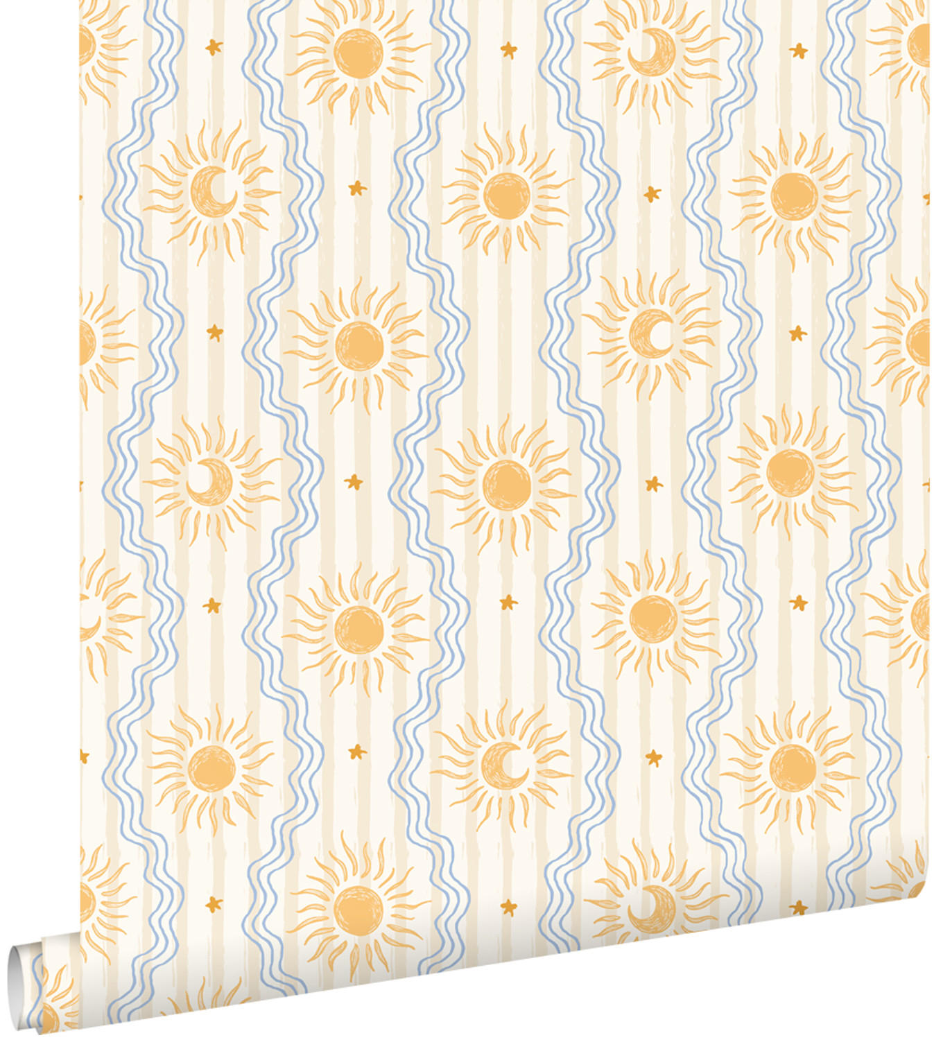 TAPETE Retro-Ornamente 50 x 900 cm - Gelb, Papier (50/0.1cm) - ESTAhome