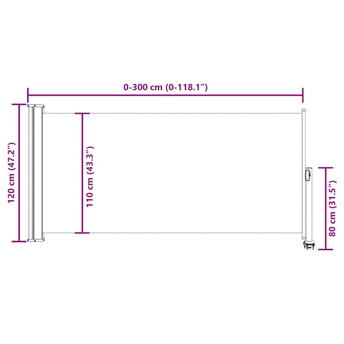 AUSZIEHBARE Seitenmarkise 120/300 Cm Creme - Creme, Textil (300/120/300cm) - vidaXL