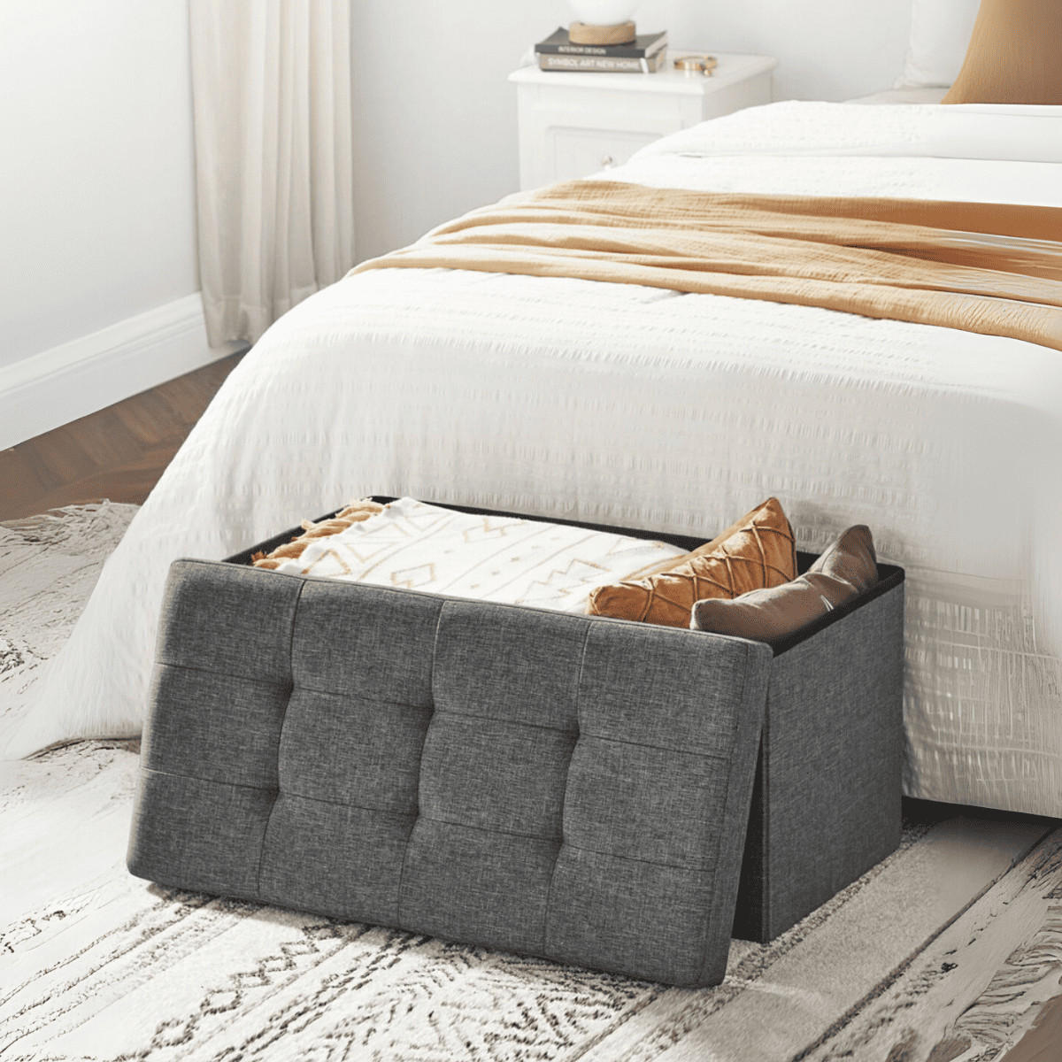 SITZBOX - L76 cm - Dunkelgrau, Holzwerkstoff (38/38/76cm) - Calicosy