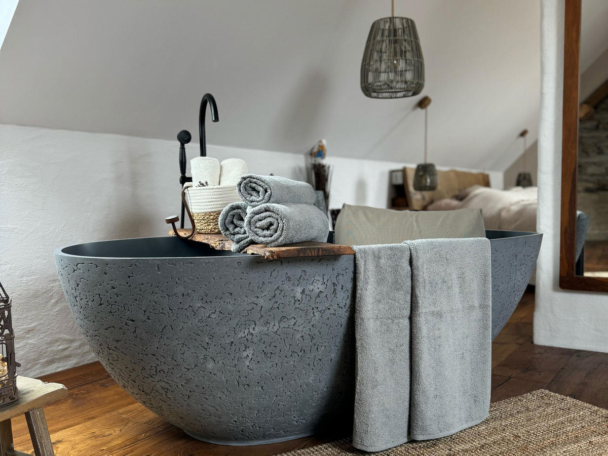 DUSCHTÜCHER, 5er-Set, 70x140 cm, 80% Baumwolle, 20% Polyester, Grau - Grau, Naturmaterialien (70/140cm) - Zollner