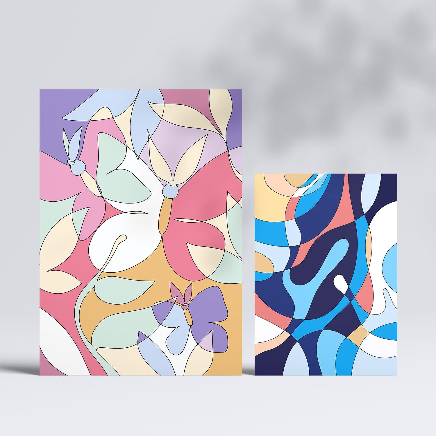 POSTER Set Mit 6 Ethikstile In Blume Zusammenfassung Ästhetische Dekorative Gemälde Für Ihr Wohnzimmer, Schlafzimmer, Zuhause A3 & A4 Rahmenlos - Klar, Papier (29/3cm) - Nacnic