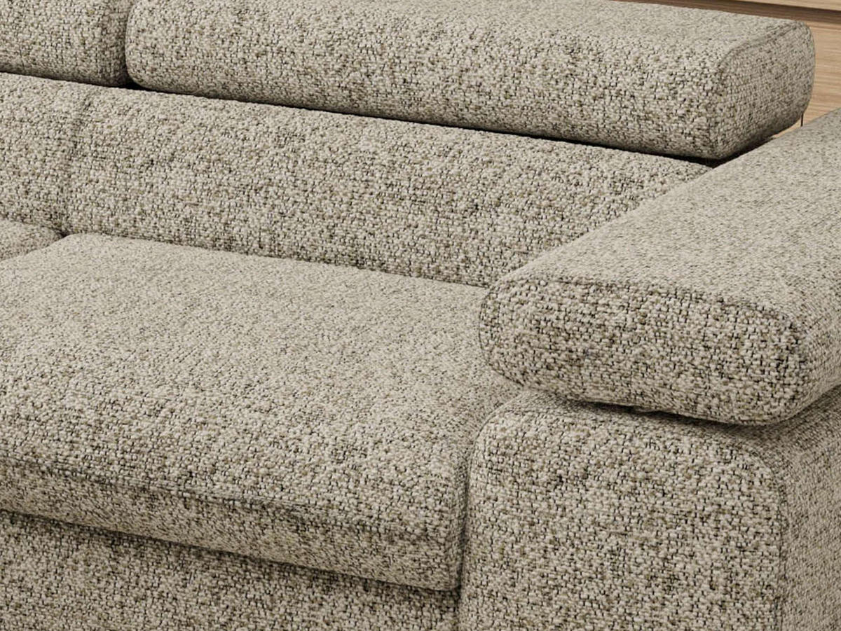 ECKSOFA PABLO L Beige Struktur - Links Seite mit Visco Topper - Beige/Schwarz, Textil/Metall (208/273cm) - MKS