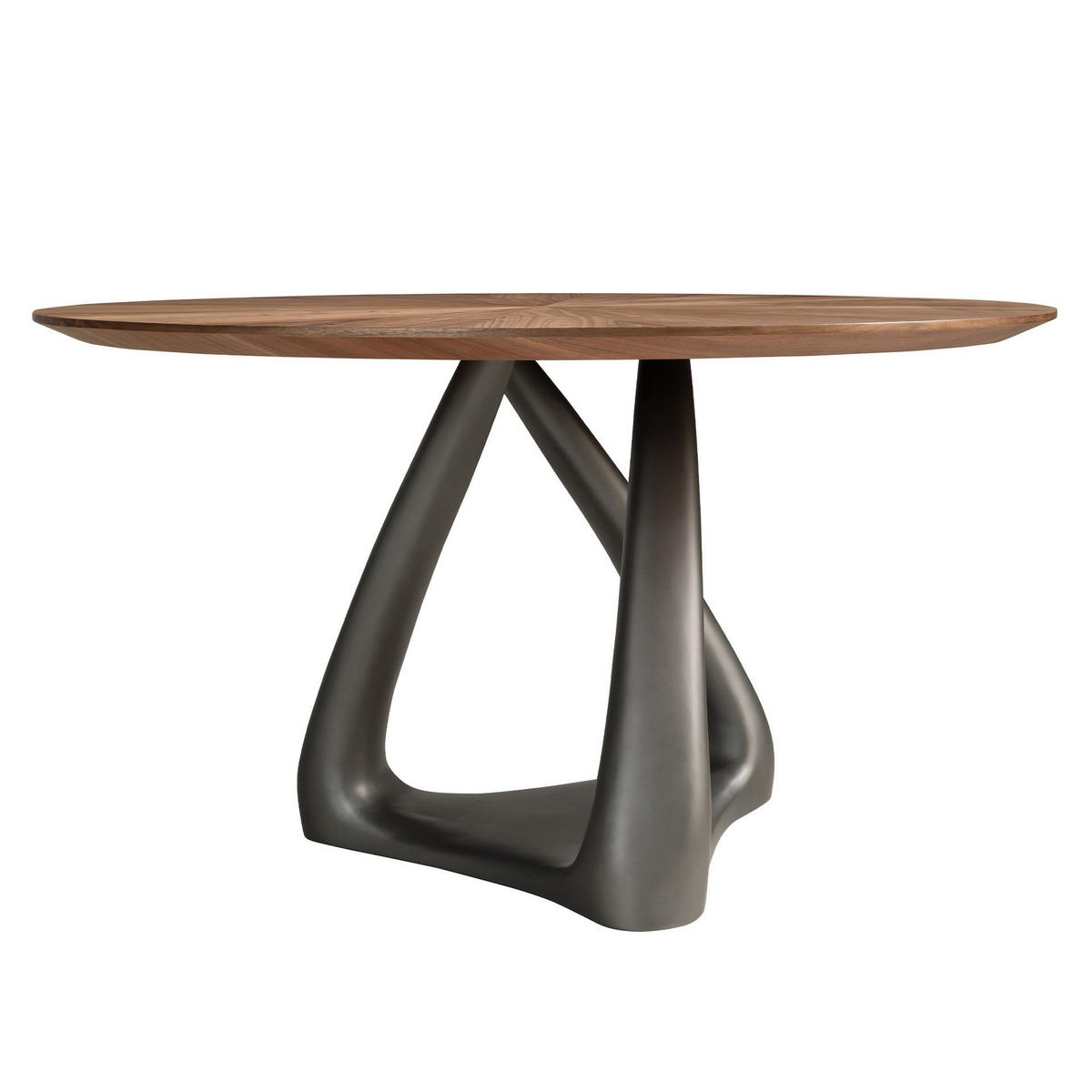 ESSTISCH Runder aus Nussbaum, dunkelgrauem Fiberglas und Metall Ø135/75 cm - Dunkelgrau/Nussbaumfarben, Holz/Naturmaterialen (135/135/75cm) - ANGEL CERDA