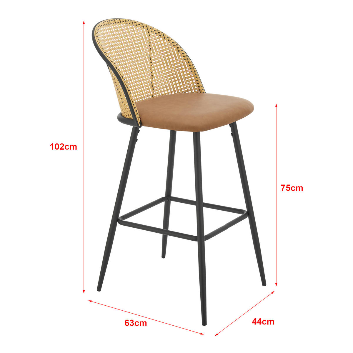 BARHOCKER Gausdal 2er Set - Braun, Metall (44/102/63cm) - [en.casa]