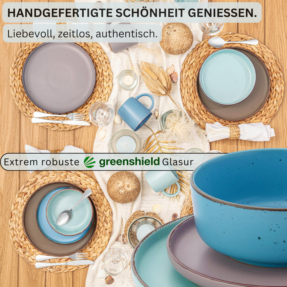 KOMBISERVICE BOMBAY MEERESBODEN - 20 teilig aus Steingut - Multicolor, Stein (27/9.5/27cm) - Sänger