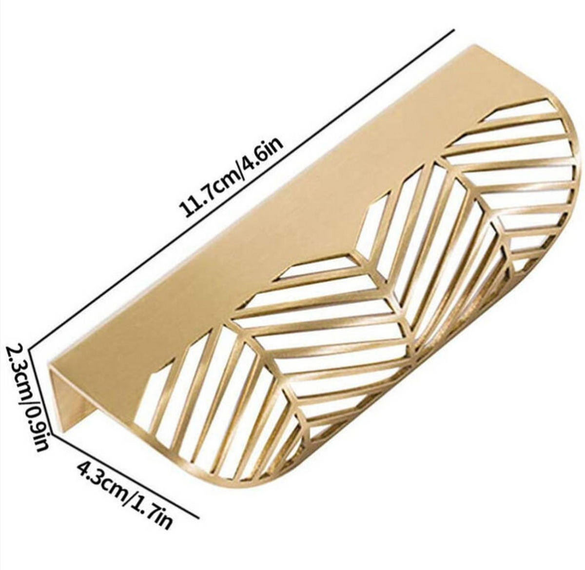 MÖBELGRIFF Messing Blattform 4er-Set 117 mm - Goldfarben, Metall (4.3/2.3/11.7cm)