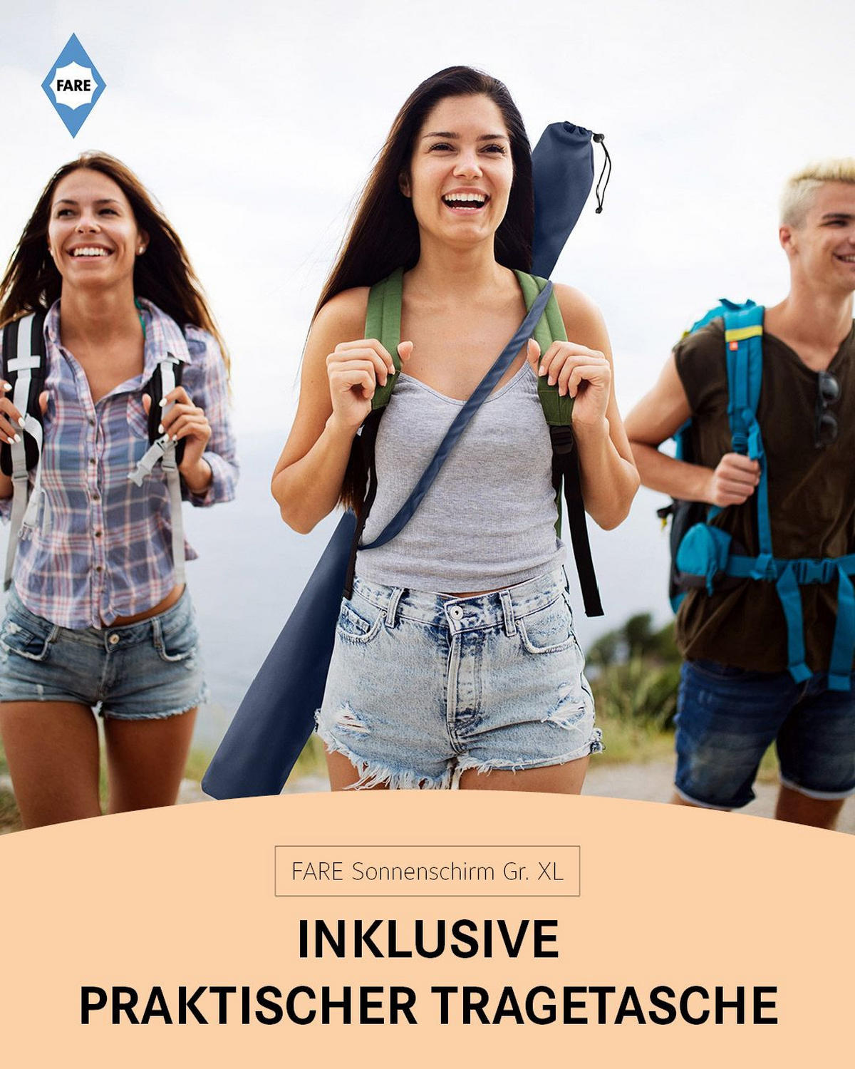 SONNENSCHIRM 235/235/144 cm - Dunkelblau, Kunststoff (235/235cm) - FARE