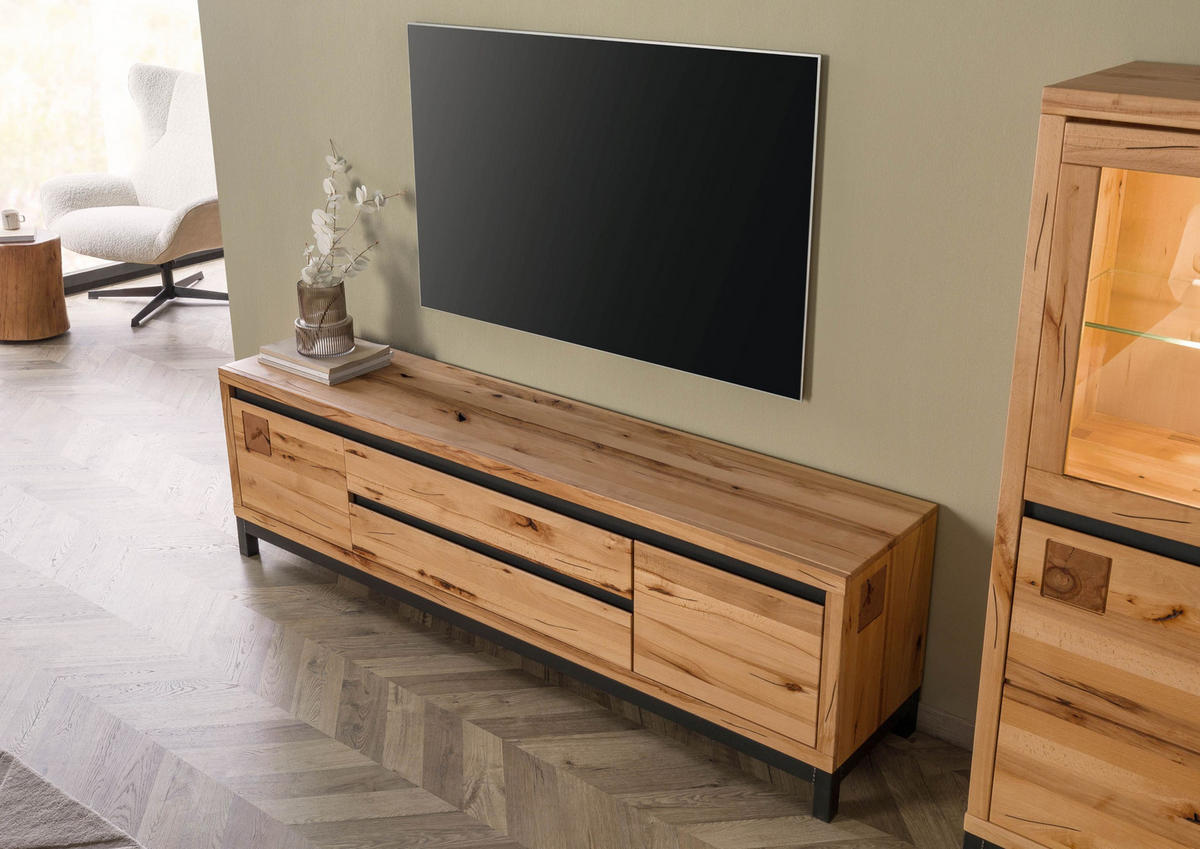 TV-BOARD Kernbuche 190x40x56 natur geölt VILLANDERS #153 - Naturfarben, Holz (190/56/40cm) - Massivmoebel24