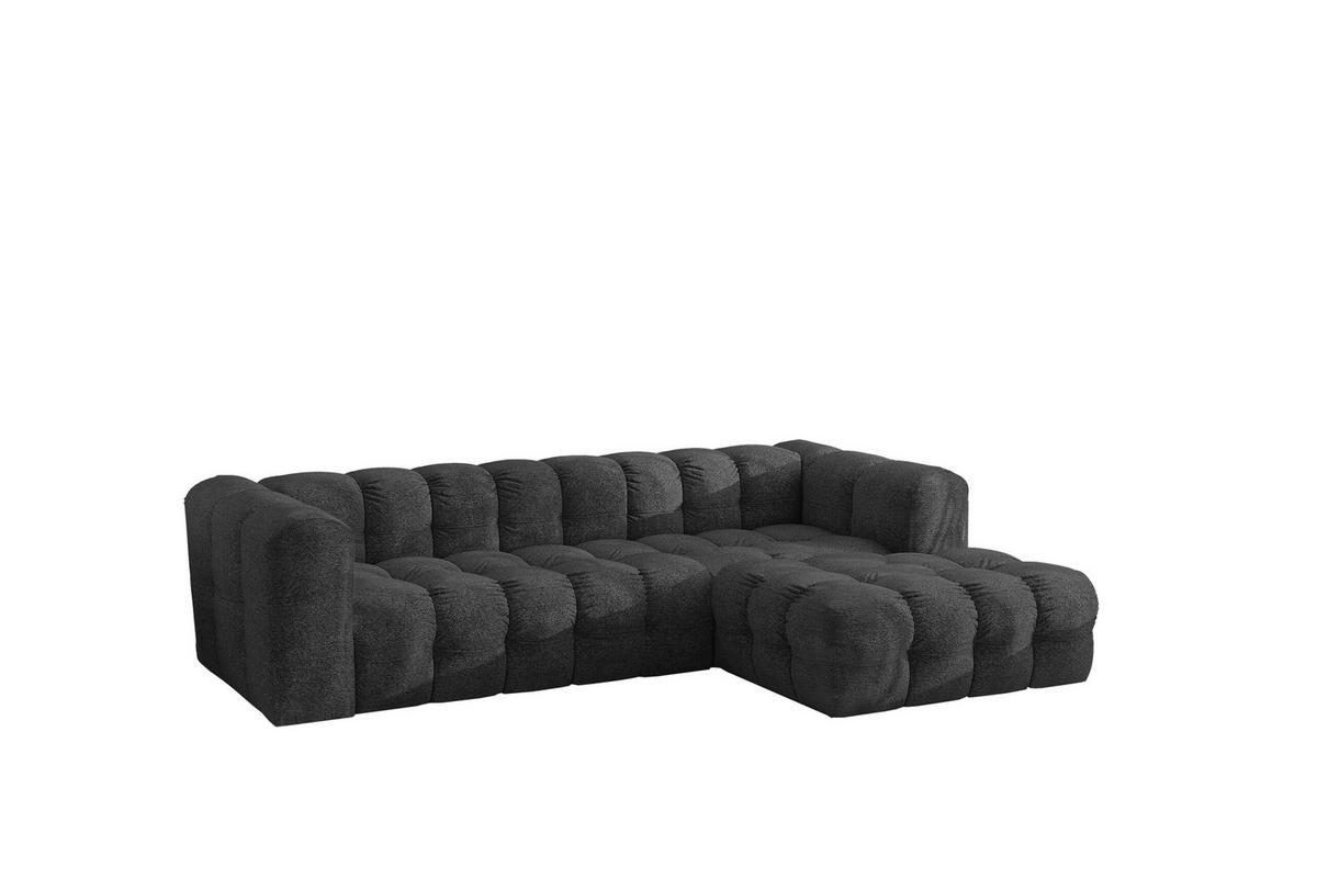 ECKSOFA L-form BALOO L, Chenille-Stoff Arena, Graphit, Rechts - Graphitfarben, Holz (280/193cm) - Kaiser Möbel