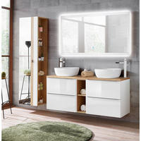 BADMÖBEL-SET 3-TLG. Toskana-56 - Weiß, Holzwerkstoff (205/190/46cm) - Lomado