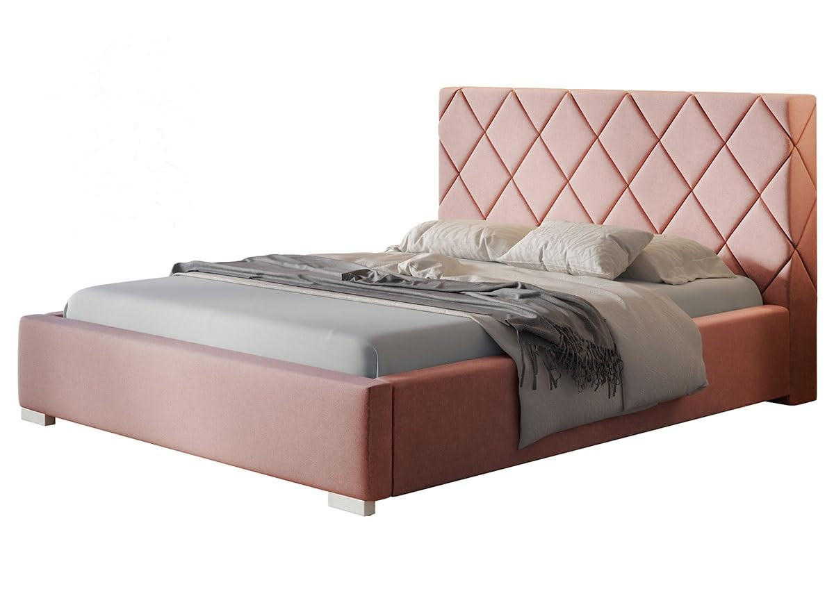 POLSTERBETT Málaga mit Kopfteil, 160x200 cm, Doppelbett mit Bettkasten und Lattenrost aus Holz, Velourstoff Grau - Grau, Holz/Textil (160/200cm) - Alpi-Möbel