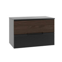 WASCHTISCHUNTERSCHRANK 80.6cm Sylla Schwarz und Holz - Schwarz, Holzwerkstoff (80.6/52.2/45.8cm) - Petits-meubles