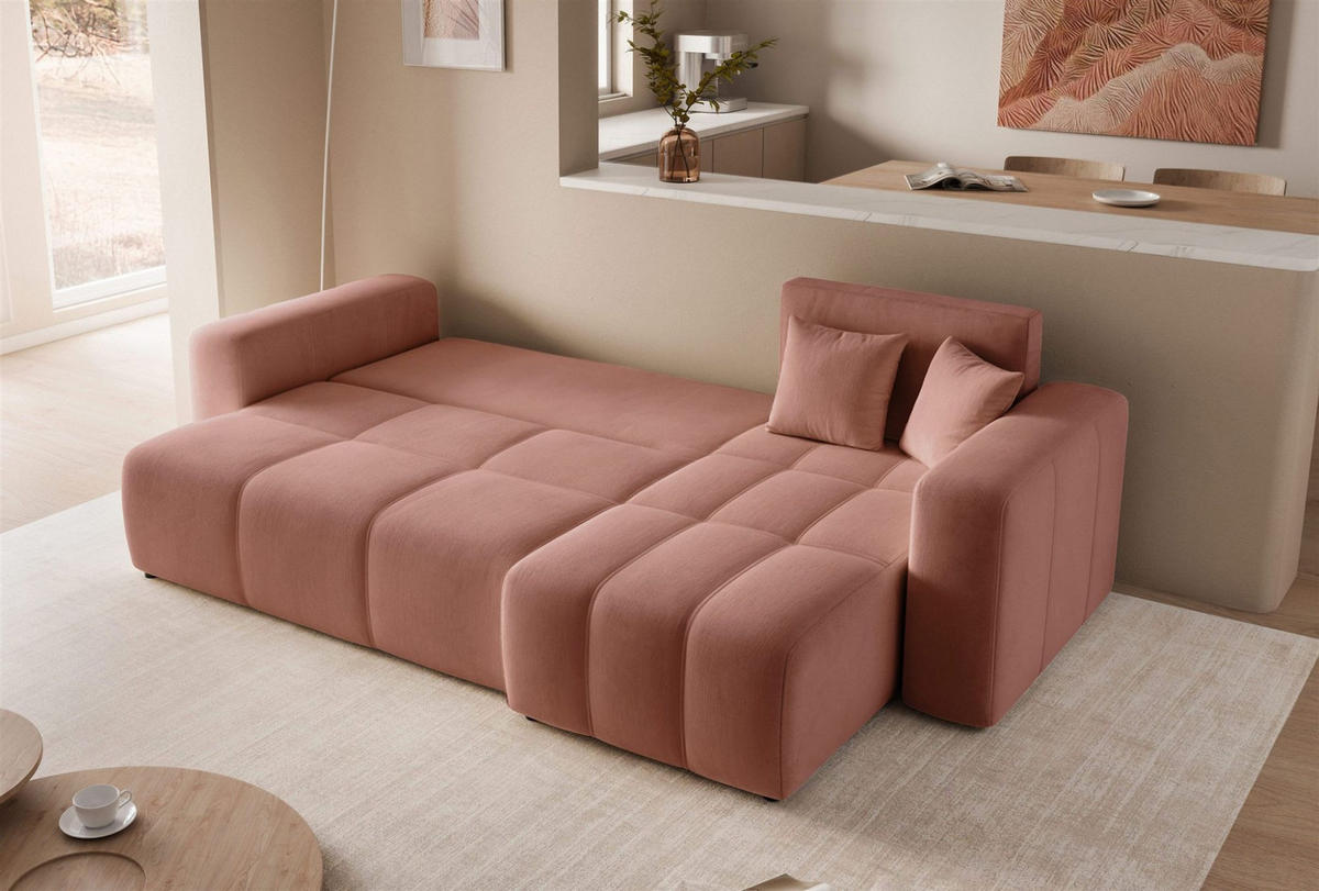 ECKSOFA Leros Mit Schlaffunktion - Rosa, Holzwerkstoff/Textil (145/248cm) - Fun Möbel