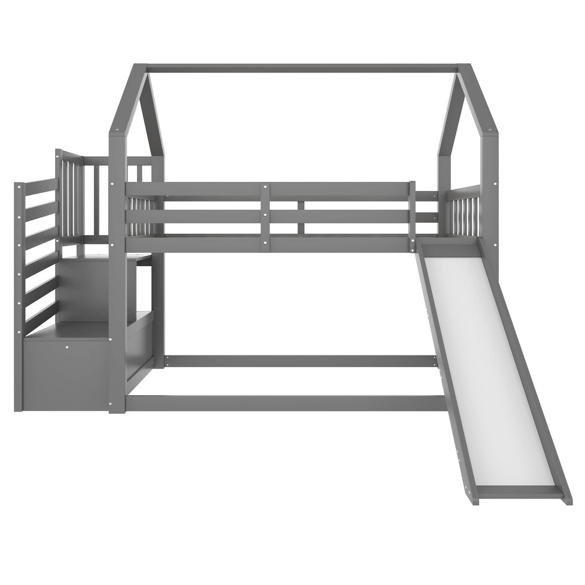 ETAGENBETT Hausdesign Grau - Grau, Holz (90/200cm) - ComfortXL