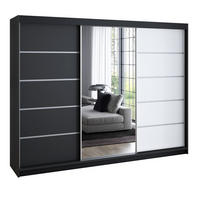 SCHWEBETÜRENSCHRANK 200 cm VILANO 1 Farbe: Schwarz, Weiß - Klar/Schwarz, Holzwerkstoff (200/215/59.5cm) - A&J MöbelLand