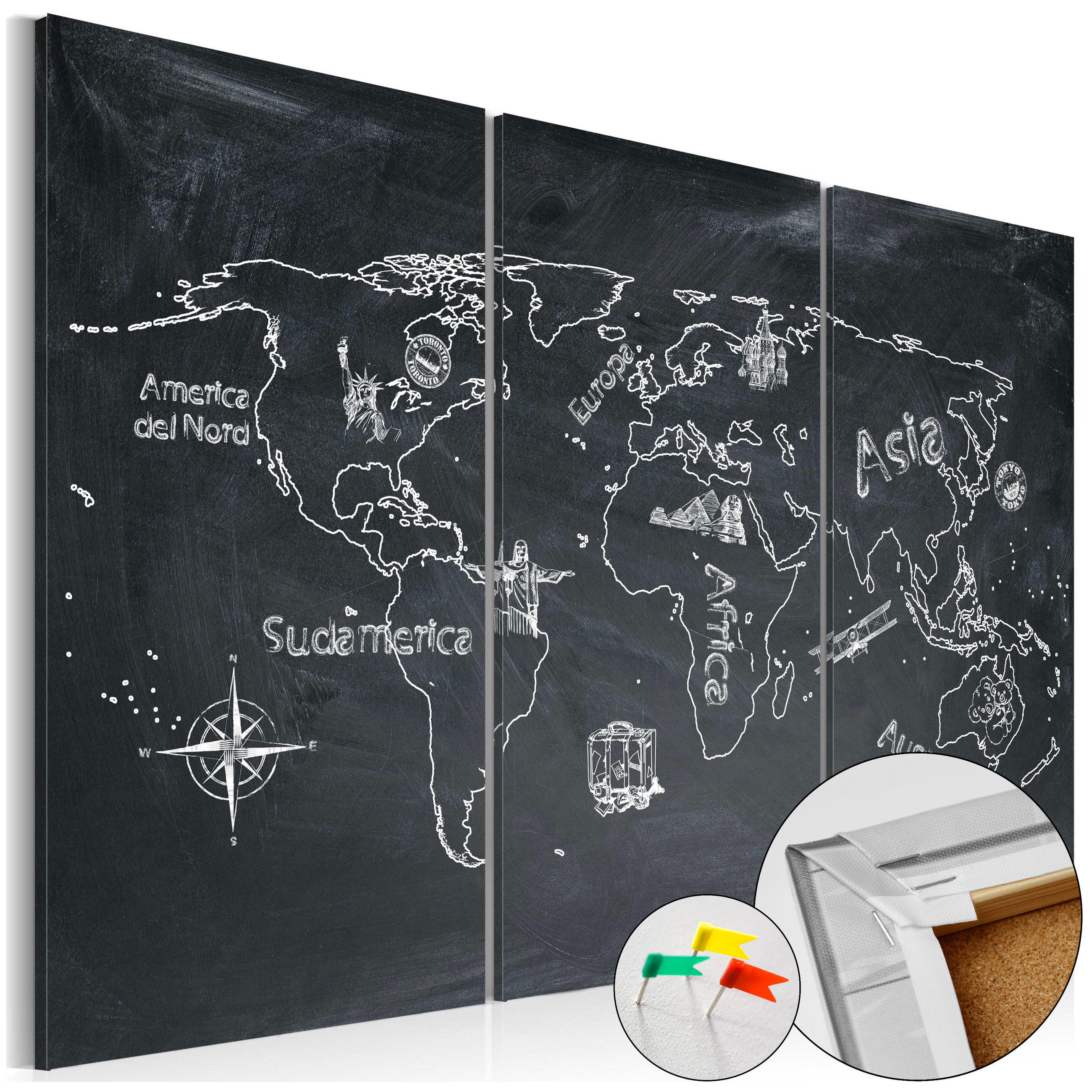 PINNWANDBILDER Schwarz-Weiß 120/80 cm - Schwarz, Naturmaterialien/Textil (120/80cm) - KUNSTLOFT