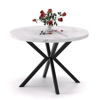 AUSZIEHTISCH MILTON 120-196/76 cm mit Metallgestell, Schwarz / Bianco Marmor - Perlmutt/Schwarz, Holzwerkstoff/Metall (120/120/76cm) - Idohome