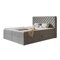 BOXBETT MIAMI mit 2 Bettkästen, 120x200, Farbe: Grau, Velourstoff, Doppelbett mit Bonell-Matratze - Grau, Holz/Kunststoff (120/200cm) - Alpi-Möbel