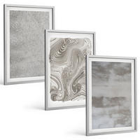 BILDER SET 3er Set - 40x60 cm Silberner Rahmen - Industrielle abstrakte Muster - Silberfarben, Kunststoff (40/60cm) - TULUP