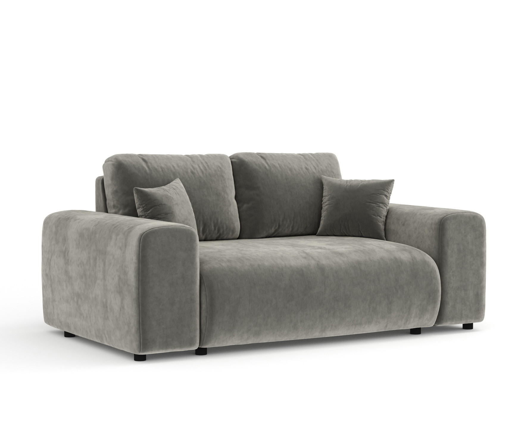 2-SITZER-SOFA Zanzibar Grau Samtstoff - Schwarz/Grau, Holz/Holzwerkstoff (178/79/108cm) - Maison de Reve