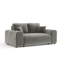 2-SITZER-SOFA Zanzibar Grau Samtstoff - Schwarz/Grau, Holz/Holzwerkstoff (178/79/108cm) - Maison de Reve