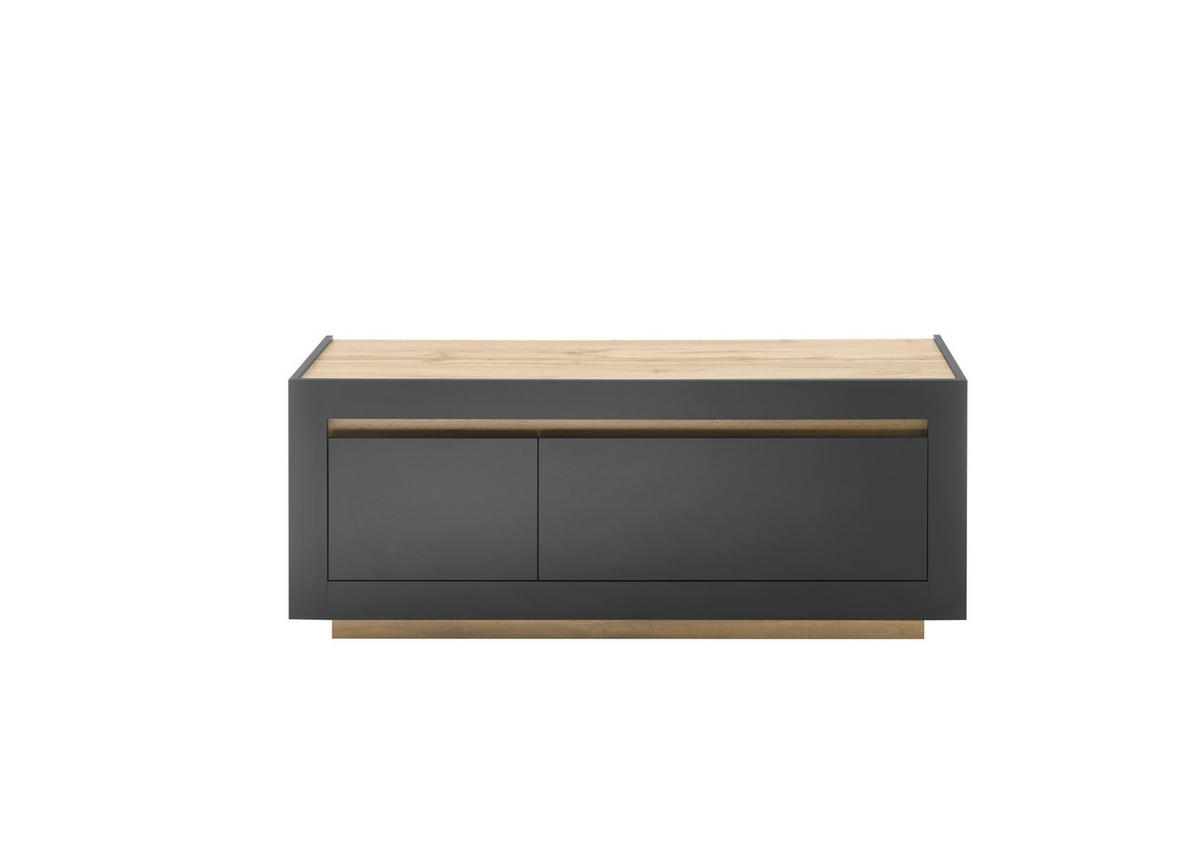 LOWBOARD M11 Anthrazit & Wotan Eiche 140/56/50 cm schmal - Dunkelgrau, Holzwerkstoff (140/56/50cm) - Livojo
