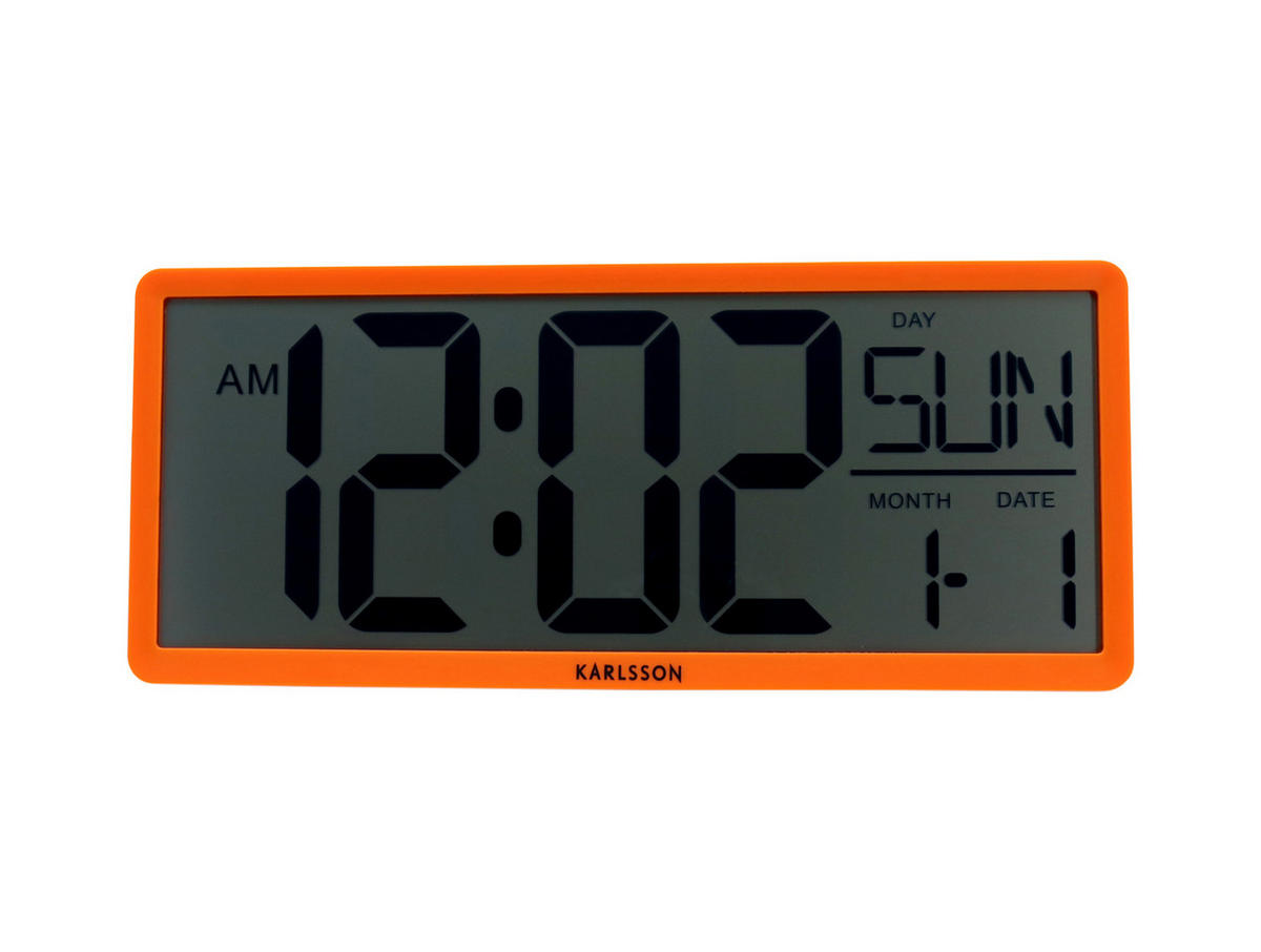 WANDUHR Retro LCD 34.8/34.8/14.8 cm - Orange, Kunststoff (34.8/14.8/34.8cm) - Karlsson
