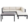 LOUNGE-SET 5-sitzer Aluminium Cremeweiß Messina - Schwarz/Weiß, Metall - Beliani