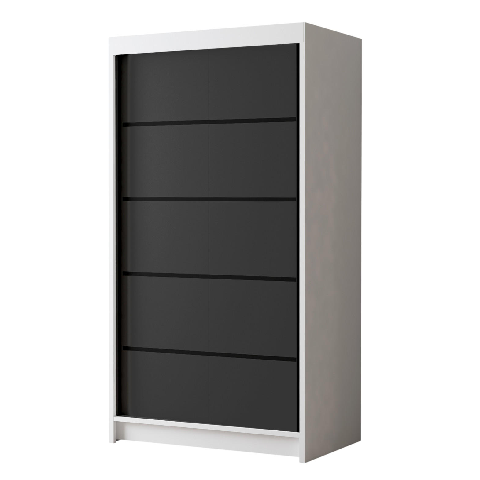 SCHWEBETÜRENSCHRANK Letto IV - 100 cm - Schwarz/Weiß, Holzwerkstoff/Metall (100/200/58cm) - Sofnet