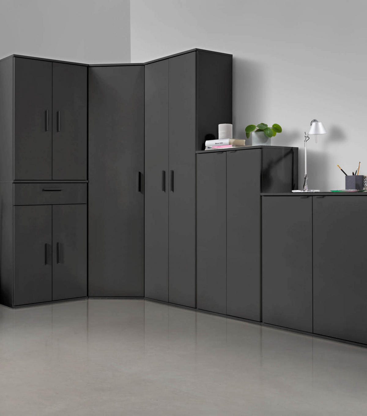GARDEROBENSCHRANK Der Lange - Anthrazit/Schwarz, Holzwerkstoff (60/180/34cm) - Mokebo