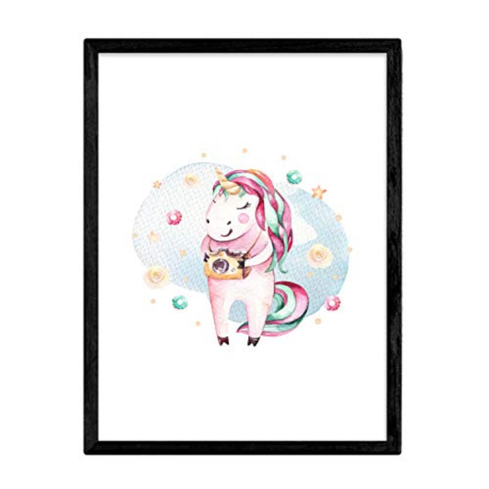 POSTER Kinder Tiere Einhorn A4 Rahmenlos - Klar, Papier (29.7/5/21cm) - Nacnic