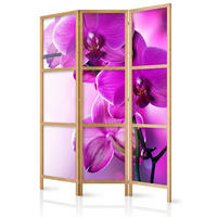 PARAVENT Japanischer 3-tlg 135x172 cm Orchideen - Rosa, Holz/Textil (135/172/3cm) - Muralo
