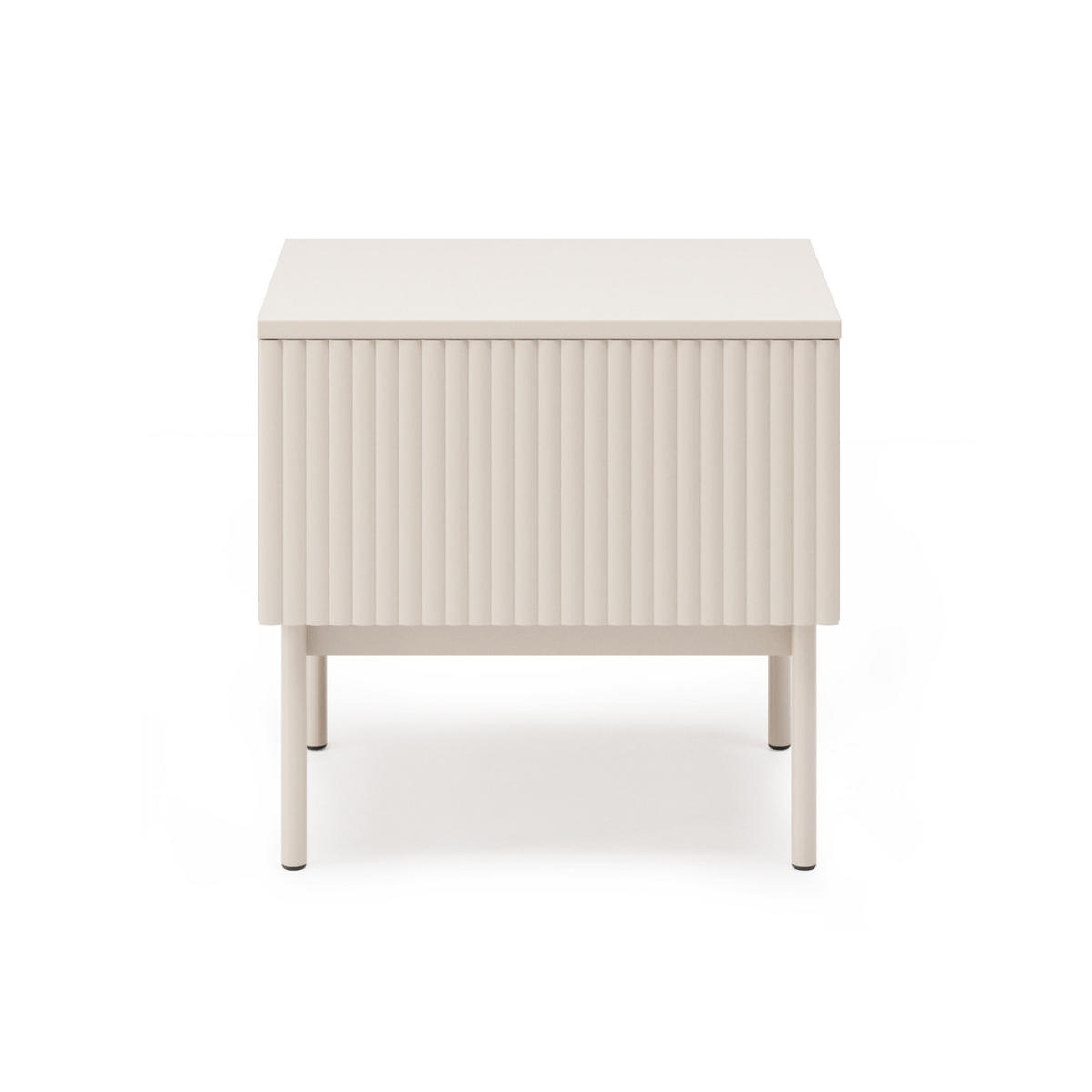 NACHTTISCH Soft mit 1 Schublade und geriffelten Fronten, Kaschmir - Kaschmir, Holzwerkstoff/Metall (50/46/38cm) - Beautysofa