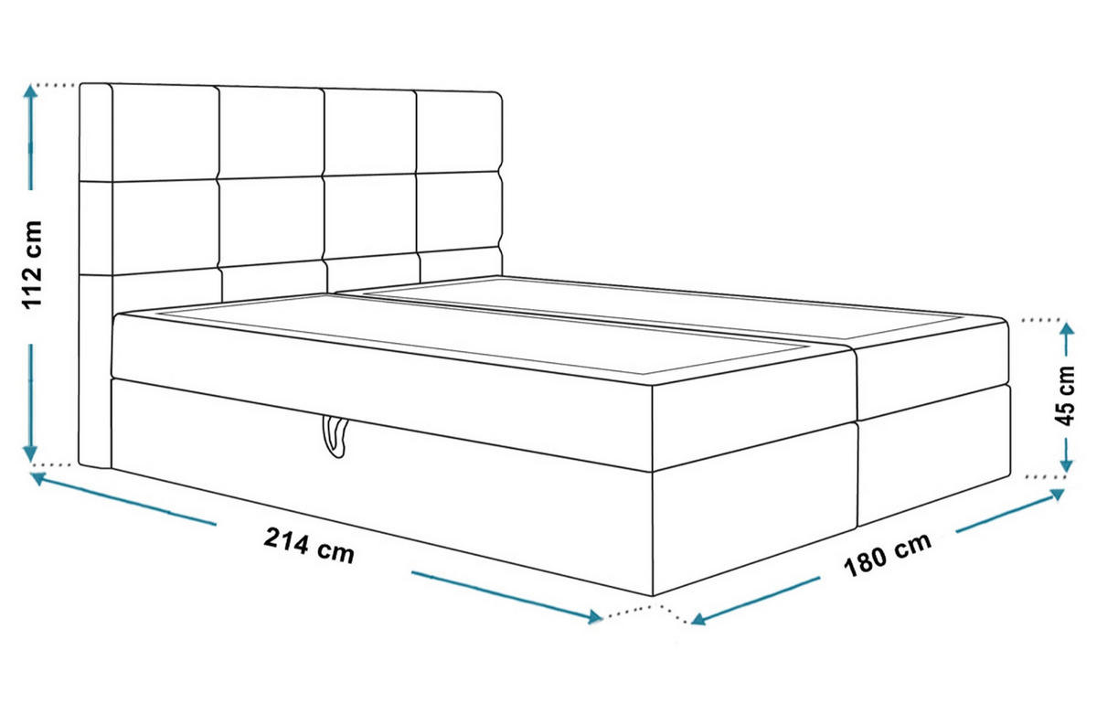 BOXBETT ROMA mit 2 Bettkästen, 180x200, Farbe: Grau, Velourstoff, Doppelbett mit Bonell-Matratze - Grau, Holz/Kunststoff (180/200cm) - Alpi-Möbel