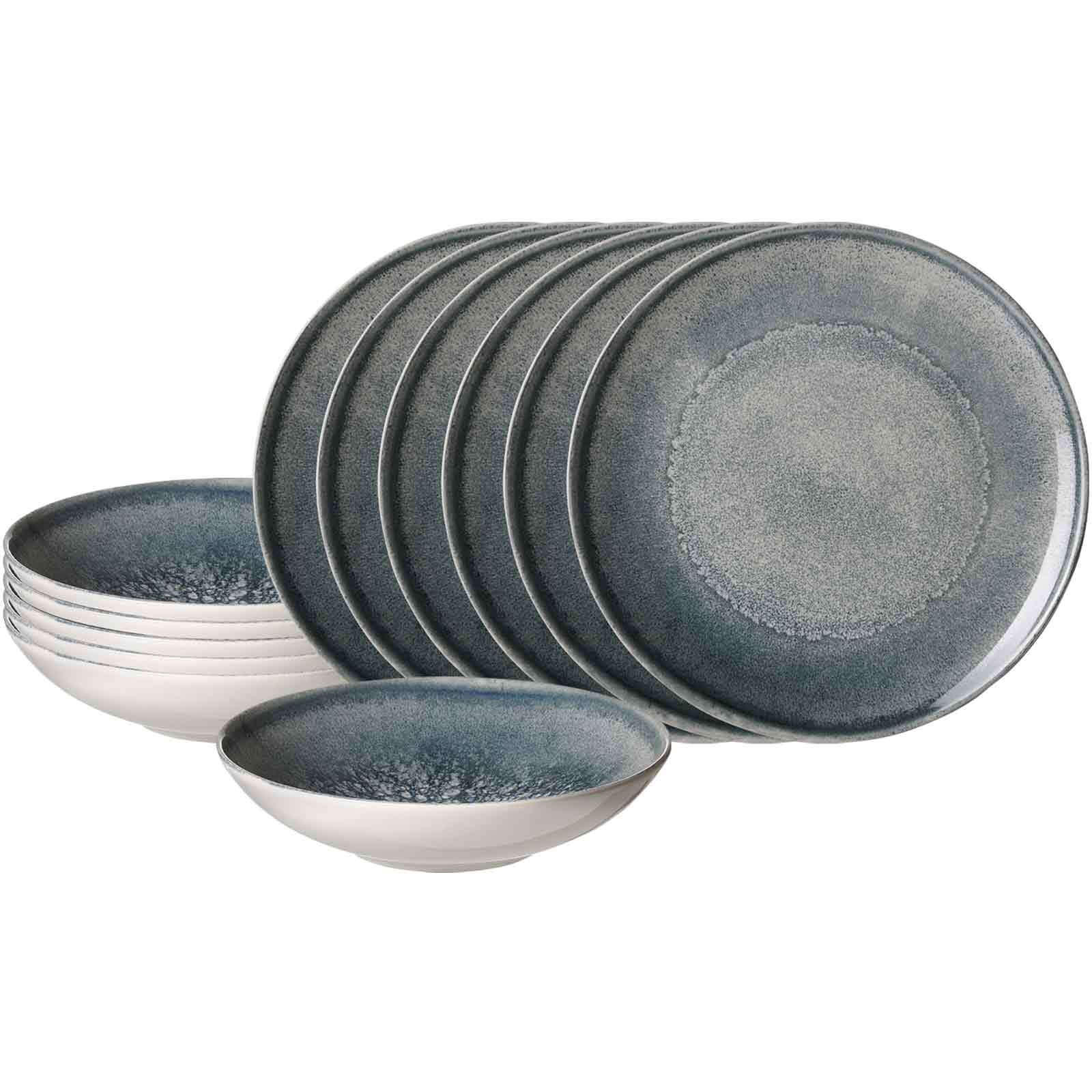 TAFELSERVICE Grana blau-grau 12er Set - Blau/Grau, Keramik (2/2/2cm) - Ritzenhoff Breker